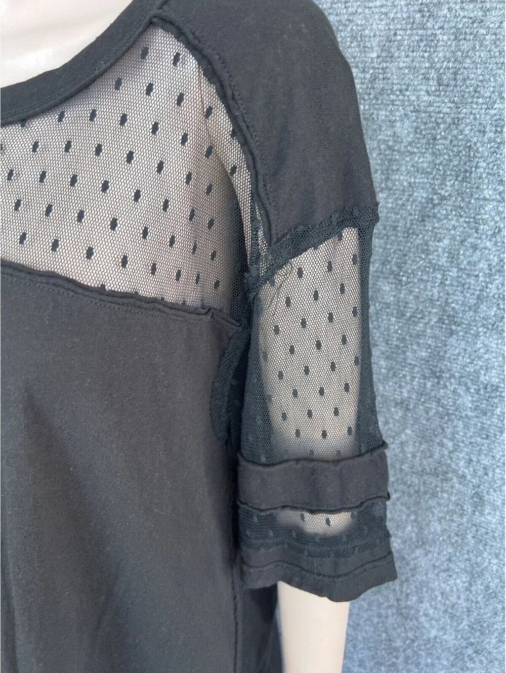 Free People Womens Black Mesh Jersey Mini T Shirt Dress Size XS.